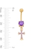 Thumbnail Image 2 of Yellow Ion-Plated Purple CZ Cross Belly Button Ring - 14G 7/16"