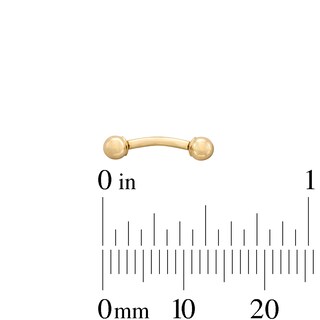 14K Solid Gold Curved Barbell - 16G 5/16"
