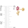 Thumbnail Image 2 of 14K Tube Gold Lab-Created Ruby and CZ Flower Cartilage Stud - 18G 5/16"