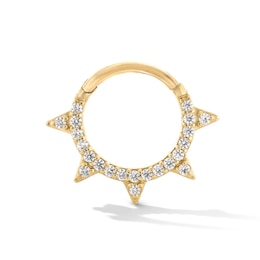 10K Gold CZ Spiked Hoop - 18G 3/8"
