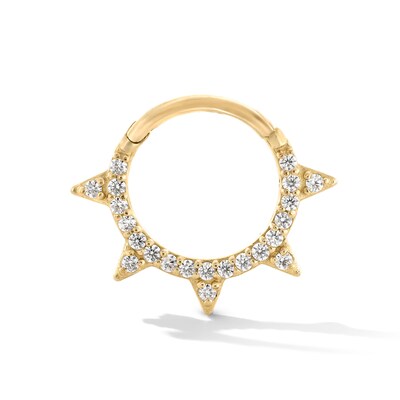 10K Gold CZ Spiked Hoop - 18G 3/8"