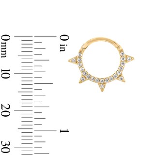 10K Gold CZ Spiked Hoop - 18G 3/8"