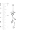 Solid Stainless Steel CZ Flower Dangle Belly Button Ring - 14G 7/16”