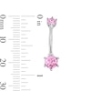 Thumbnail Image 2 of Solid Stainless Steel Pink CZ Belly Button Ring - 14G 7/16”