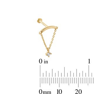 14K Gold CZ Chandelier Chain Stud - 18G 5/16"