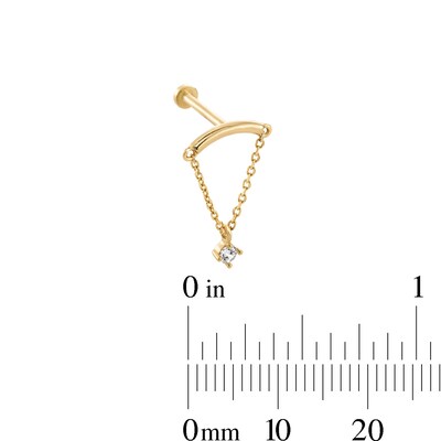 14K Gold CZ Chandelier Chain Stud - 18G 5/16"