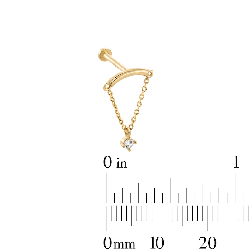 Main Image 2 of 14K Gold CZ Chandelier Chain Stud - 18G 5/16"