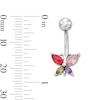 Thumbnail Image 2 of Solid Stainless Steel Multi-Color Marquise CZ Belly Button Ring - 14G 7/16"