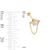 Thumbnail Image 2 of 14K Gold CZ Bezel Chain Dangle Stud - 18G 5/16"