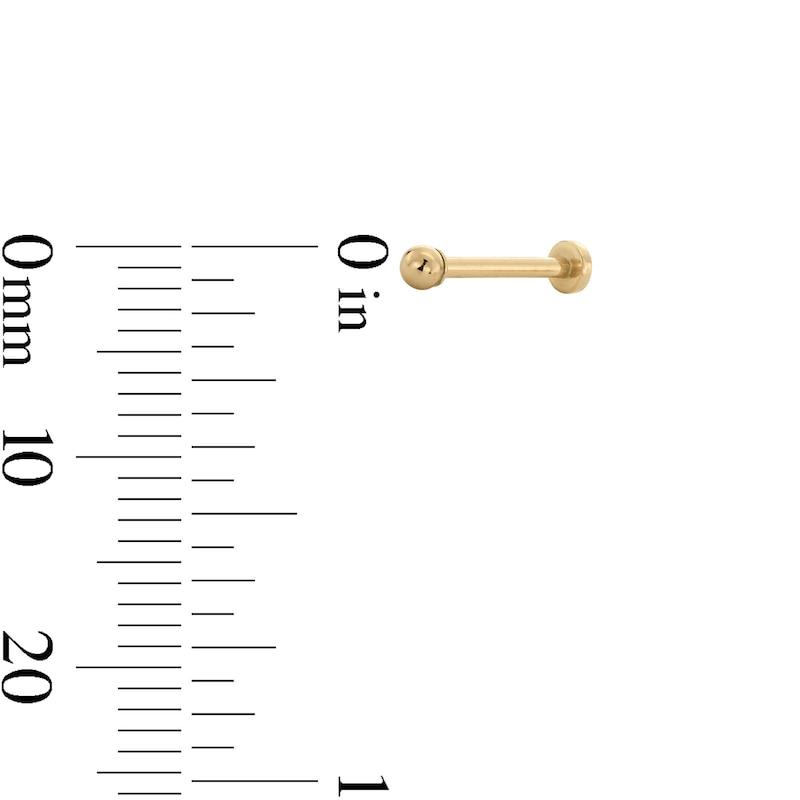 Main Image 2 of 14K Gold 2mm Ball Stud - 18G 5/16"