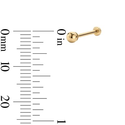 14K Gold 3mm Ball Stud - 18G 5/16"