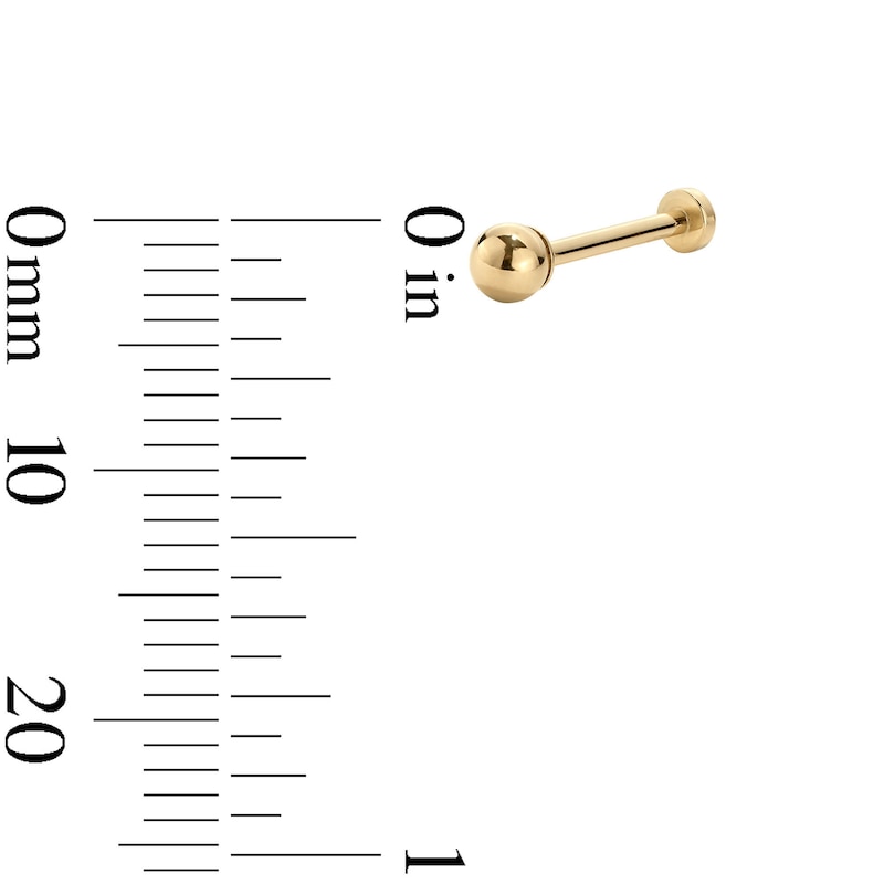 Main Image 2 of 14K Gold 3mm Ball Stud - 18G 5/16"