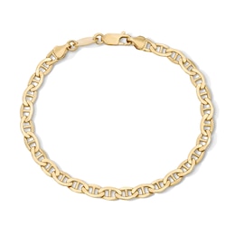 10K Hollow Gold Bonded Mariner Chain Bracelet - 8"