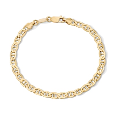 10K Hollow Gold Bonded Mariner Chain Bracelet - 8"