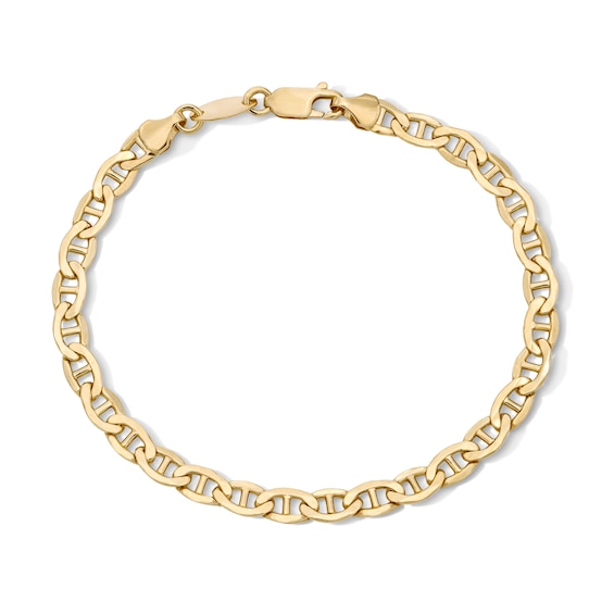 10K Hollow Gold Bonded Mariner Chain Bracelet - 8"