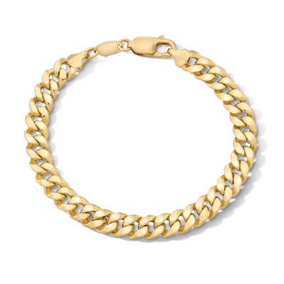 10K Hollow Bonded Gold Cuban Curb Chain Bracelet - 8"