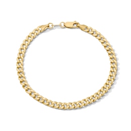 10K Hollow Gold Bonded Cuban Curb Chain Bracelet - 8"