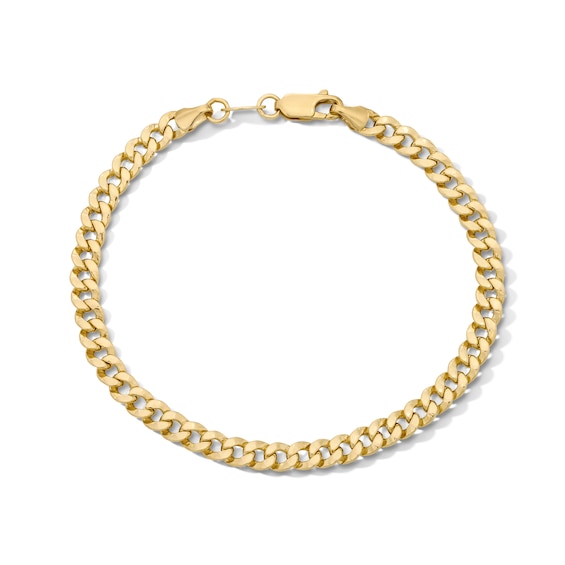 10K Hollow Gold Bonded Cuban Curb Chain Bracelet - 8"
