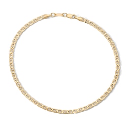 10K Hollow Gold Bonded Mariner Chain Anklet - 10"
