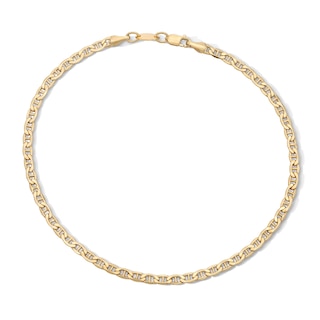 10K Hollow Gold Bonded Mariner Chain Anklet - 10"