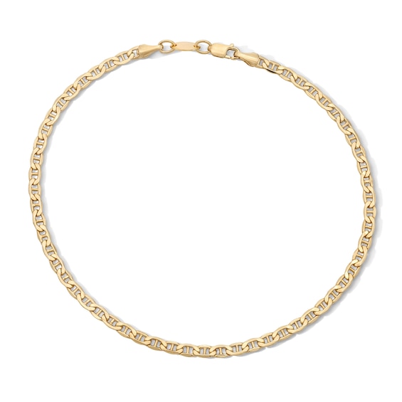 10K Hollow Gold Bonded Mariner Chain Anklet - 10"