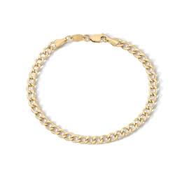 10K Hollow Gold Bonded Curb Chain Bracelet - 7"
