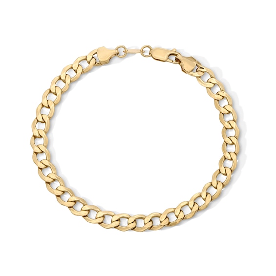 10K Hollow Gold Bonded Curb Chain Bracelet - 8"