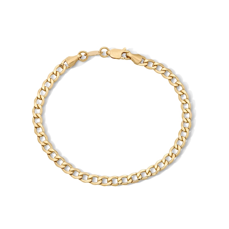 Main Image 1 of 10K Hollow Gold Bonded Beveled Curb Chain Bracelet - 7"