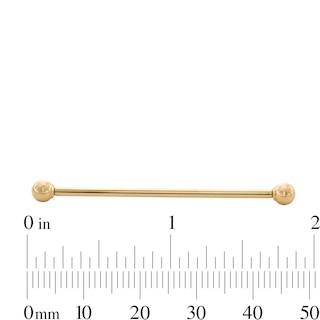 14K Hollow Gold Industrial Barbell - 14G 1 1/2”