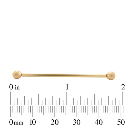 14K Hollow Gold Industrial Barbell - 14G 1 1/2”