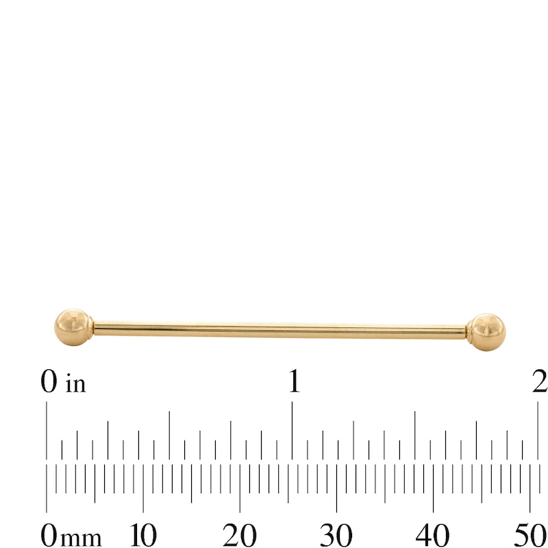 Main Image 2 of 14K Hollow Gold Industrial Barbell - 14G 1 1/2”