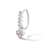 Thumbnail Image 1 of Semi-Solid Stainless Steel Pink and White CZ Heart Dangle Nose Hoop - 22G 5/16”