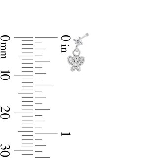 Solid Sterling Silver CZ Butterfly Nose Stud Set - 22G 5/16”
