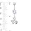 Solid Stainless Steel CZ Butterfly Dangle Belly Button Ring - 14G 7/16”