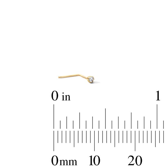 14K Solid Gold White CZ and Black Crystal Nose Stud and Hoop Set - 24G 3/16"