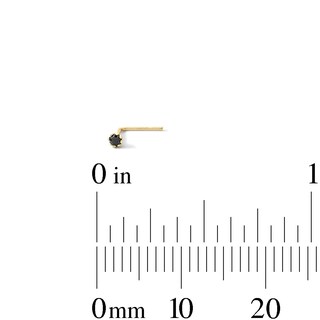 14K Solid Gold White CZ and Black Crystal Nose Stud and Hoop Set - 24G 3/16"