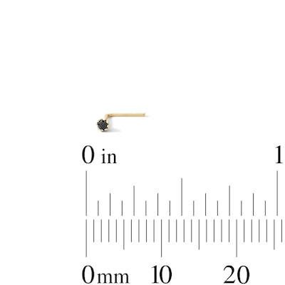 14K Solid Gold White CZ and Black Crystal Nose Stud and Hoop Set - 24G 3/16"