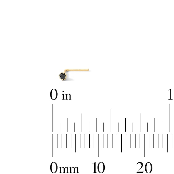 14K Solid Gold White CZ and Black Crystal Nose Stud and Hoop Set - 24G 3/16"