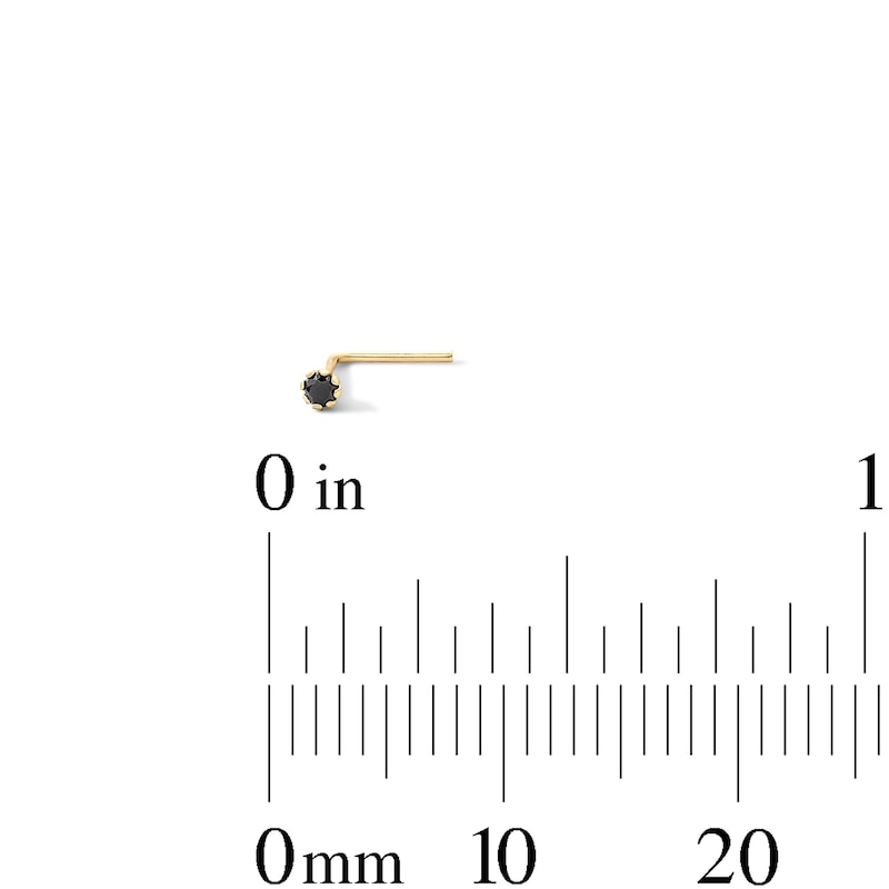 Main Image 4 of 14K Solid Gold White CZ and Black Crystal Nose Stud and Hoop Set - 24G 3/16"