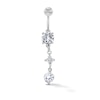 Solid Stainless Steel CZ Flower Dangle Belly Button Ring - 14G 7/16”