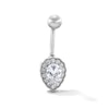Solid Stainless Steel CZ Scalloped Teardrop Belly Button Ring - 14G 7/16”