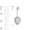 Solid Stainless Steel CZ Scalloped Teardrop Belly Button Ring - 14G 7/16”
