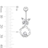 Solid Stainless Steel CZ Butterfly Circle Dangle Belly Button Ring - 14G 7/16”