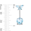 Thumbnail Image 2 of Solid Stainless Steel Light Blue CZ Butterfly Belly Ring 14G 7/16”