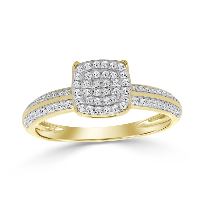Main Image 1 of 10K Gold 1/5 CT. T.W. Lab-Grown Diamond Cushion Ring