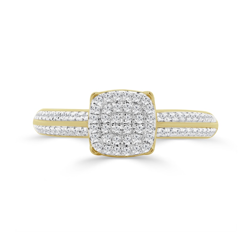 Main Image 3 of 10K Gold 1/5 CT. T.W. Lab-Grown Diamond Cushion Ring