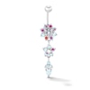 Thumbnail Image 1 of Solid Stainless Steel Iridescent CZ Flower Dangle Belly Button Ring - 14G 7/16”