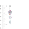 Thumbnail Image 2 of Solid Stainless Steel Iridescent CZ Flower Dangle Belly Button Ring - 14G 7/16”