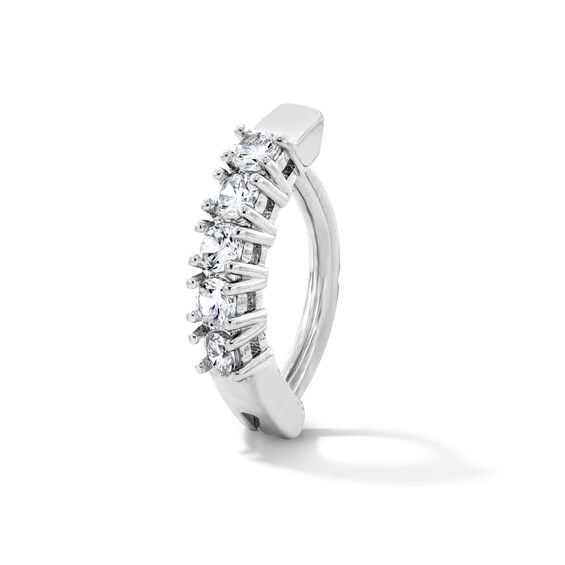 Solid Stainless Steel CZ Five-Stone Hinged Belly Button Clip - 14G 7/16”