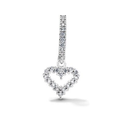 Solid Stainless Steel CZ Heart Clicker Belly Button Ring - 14G 7/16”